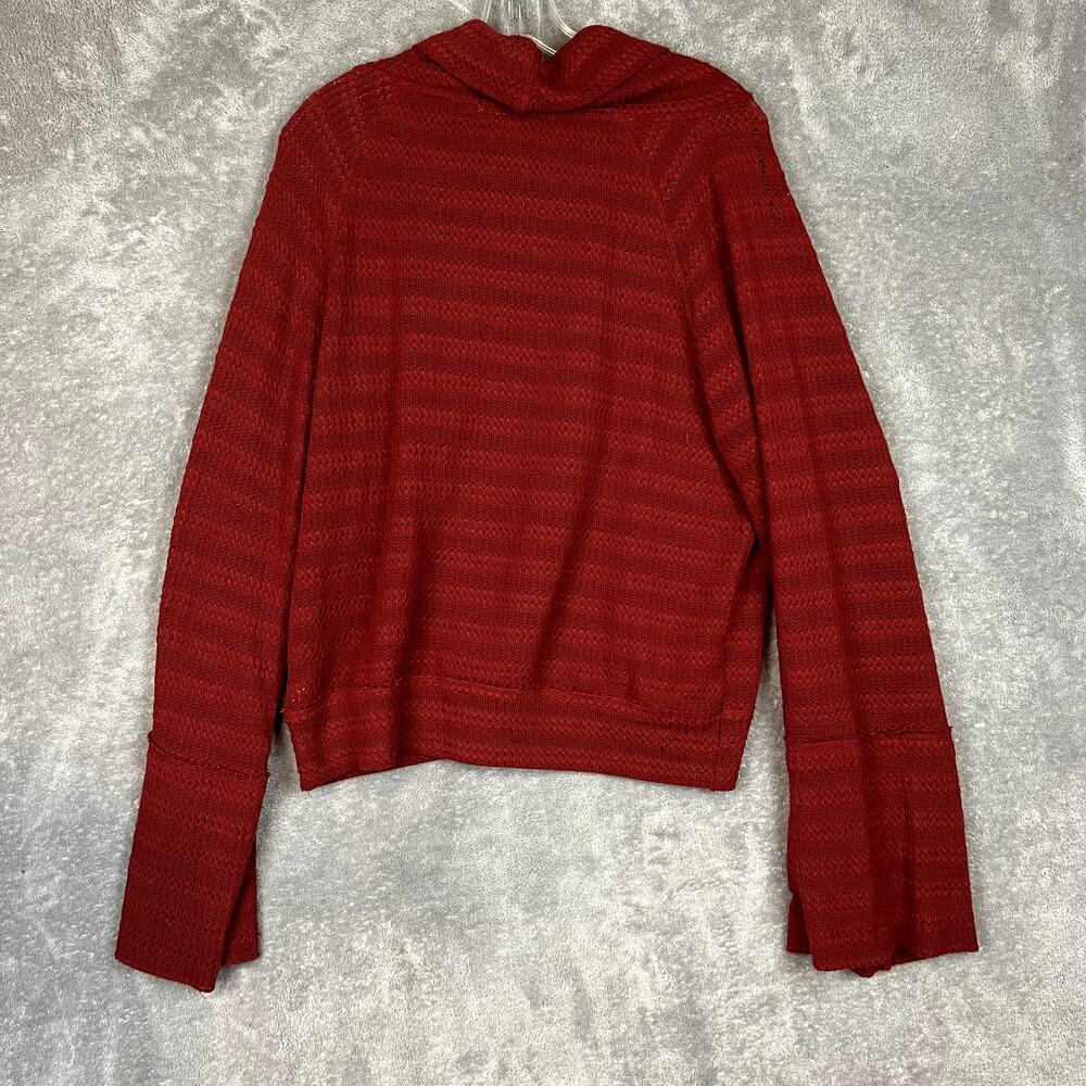 We the Free Cowl Neck Sweater Womens L Red Knit Cape Sleeve Boho - Picture 4 of 10
